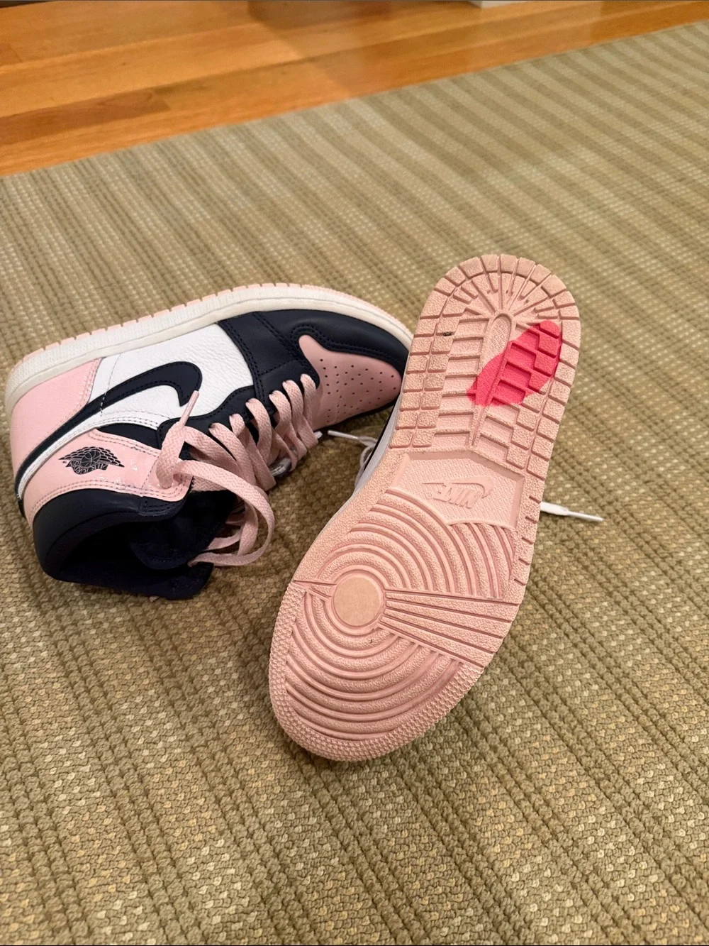 Kids High-Top Sneakers in Navy and Pink